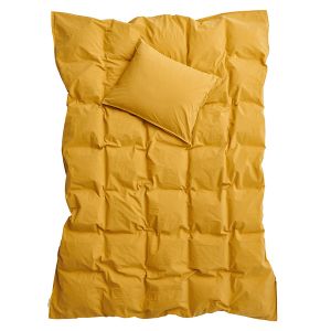 Påslakanset Dubbel Crinkle Mustard Gold, 220 x 230 cm - Ekologiska sängkläder