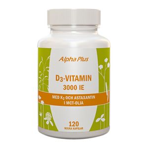 Köp Alpha Plus D3 vitamin 3000IE + K2 120 kapslar