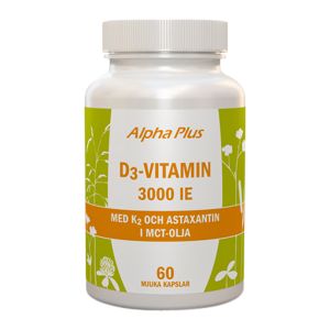 Alpha Plus D3 vitamin 3000IE + K2 60 kapslar | Happy Green