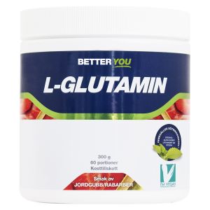 Naturligt L-Glutamin Jordgubb & Rabarber, 300g