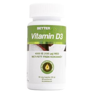 Vitamin D3 4000 IE + Kokosolja, 90 kapslar