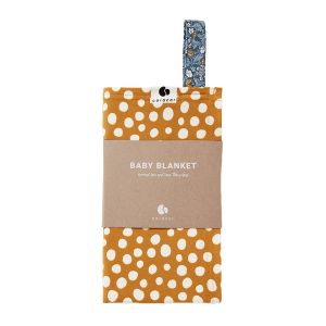 Coracor Babyfilt Dot Abstract Mustard – Filt i ekologiskt GOTS-certifierad bomull