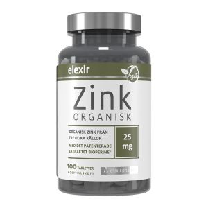 Elexir Pharma Zink Organisk 25mg 100 tabletter | Happy Green